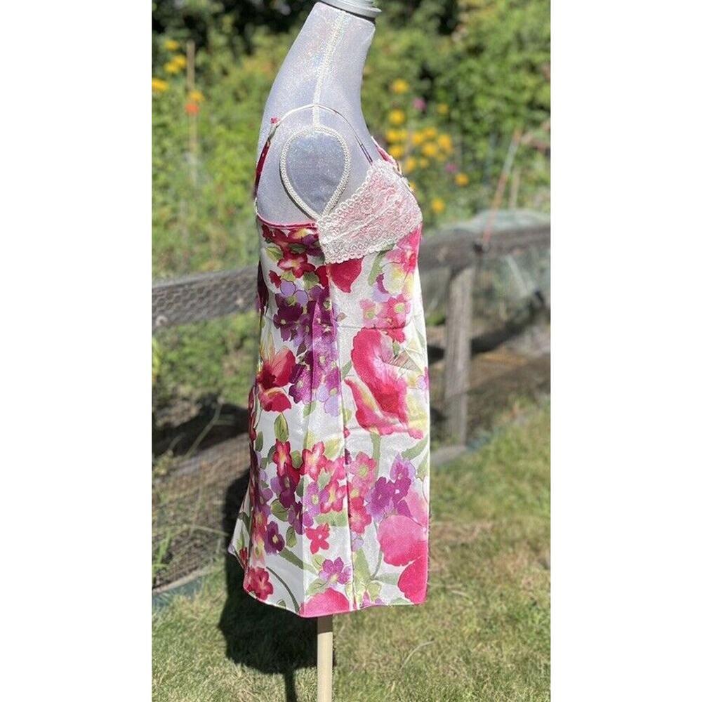 Vintage Morgan Taylor Slip Dress Peignoir Robe Lingerie Set M Pink Floral Satin - Picture 3 of 11